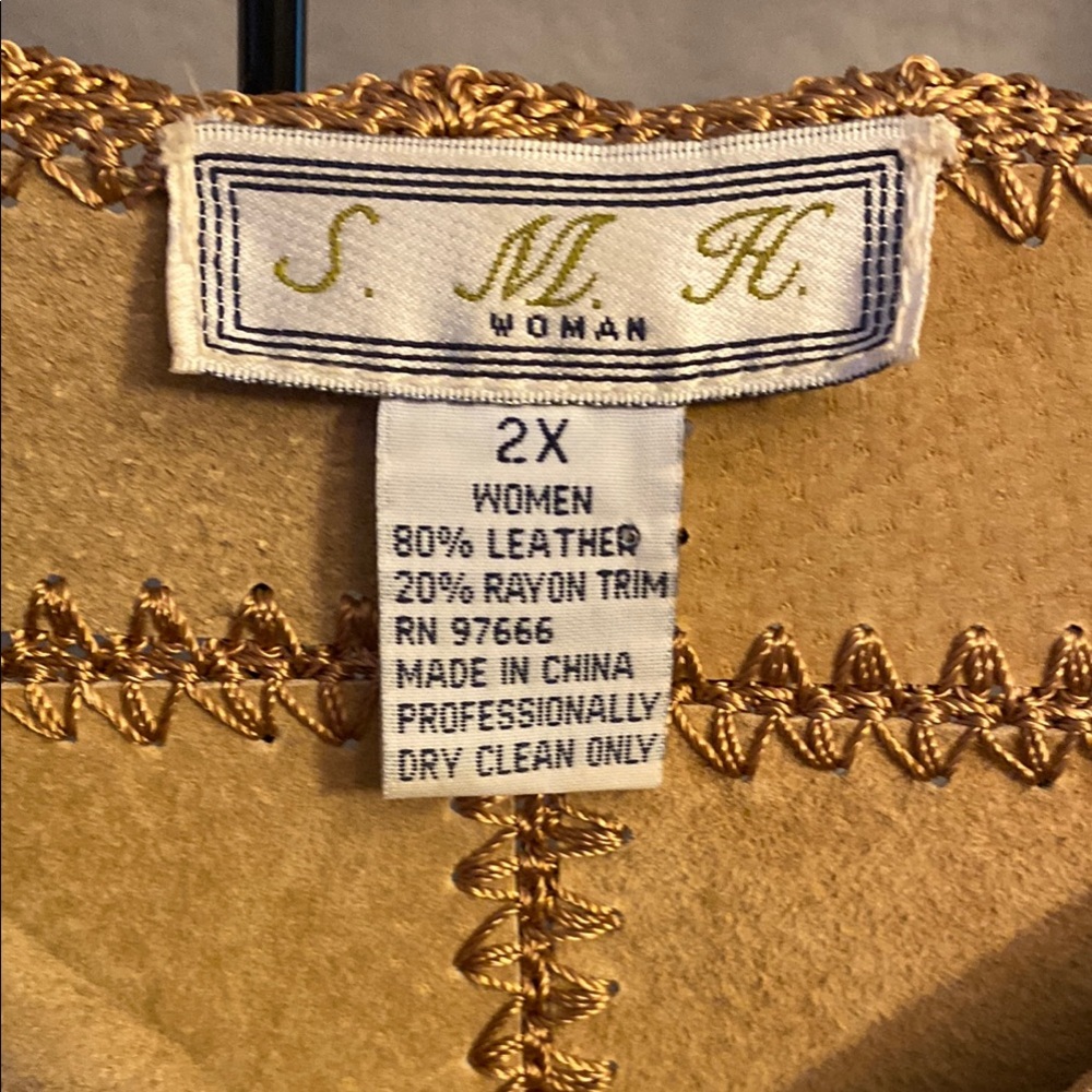 Leopard Print Patchwork Boho Leather Shacket Jack… - image 2